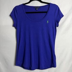 Ralph Lauren Purple Short Sleeve T-Shirt Women’s Small Scoop Neck Pony Logo